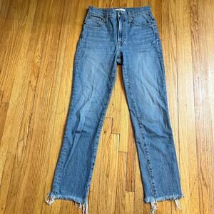 Madewell Jeans Womens 25 Perfect Vintage Blue Denim High Rise Fray Ankle